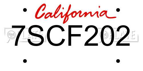7SCF202 California License Plate