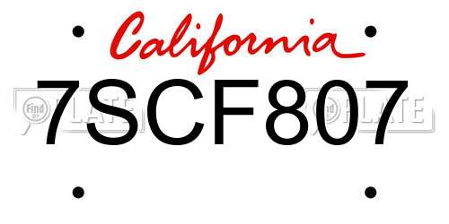 7SCF807 California License Plate