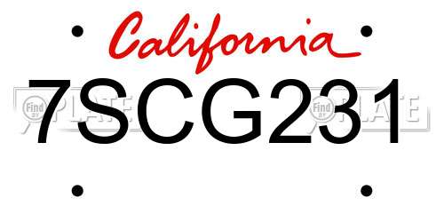 7SCG231 California License Plate