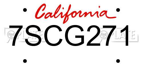 7SCG271 California License Plate