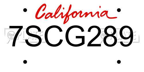 7SCG289 California License Plate