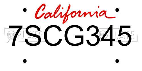 7SCG345 California License Plate