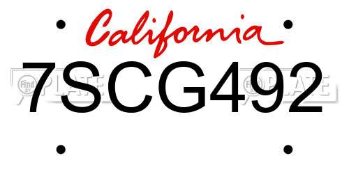 7SCG492 California License Plate