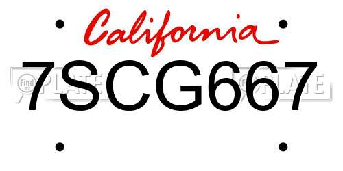 7SCG667 California License Plate