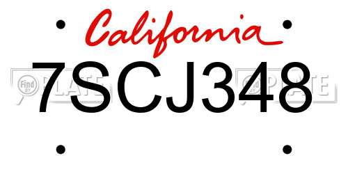 7SCJ348 California License Plate