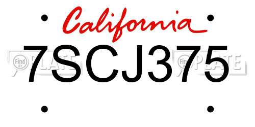 7SCJ375 California License Plate