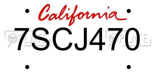 7SCJ470 California License Plate