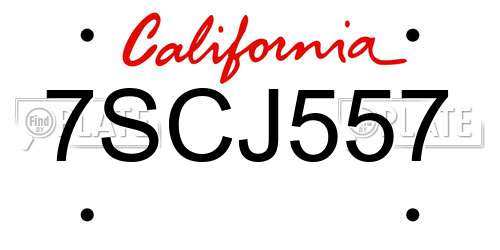 7SCJ557 California License Plate