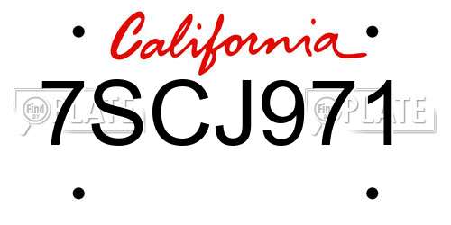 7SCJ971 California License Plate