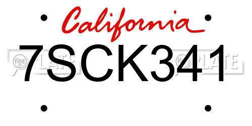7SCK341 California License Plate