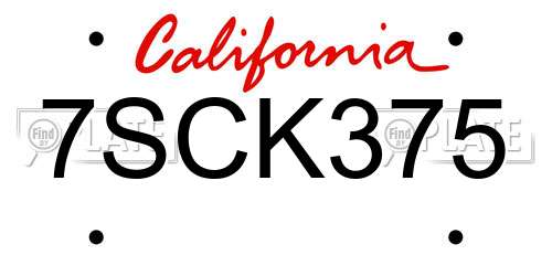7SCK375 California License Plate