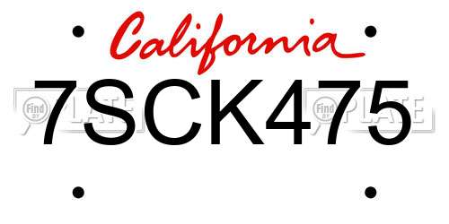 7SCK475 California License Plate