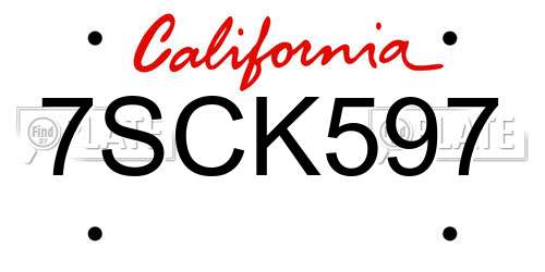 7SCK597 California License Plate