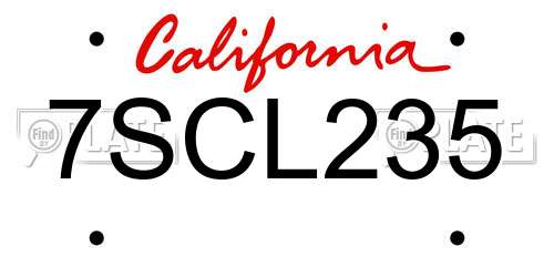 7SCL235 California License Plate