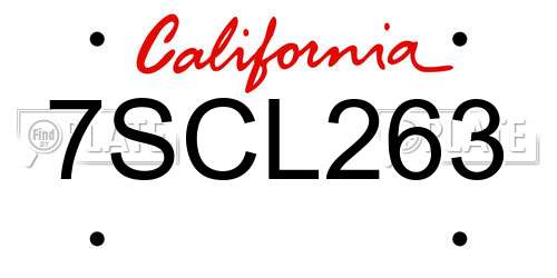7SCL263 California License Plate