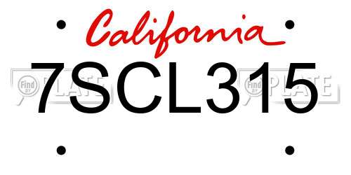 7SCL315 California License Plate