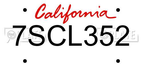 7SCL352 California License Plate