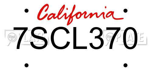 7SCL370 California License Plate
