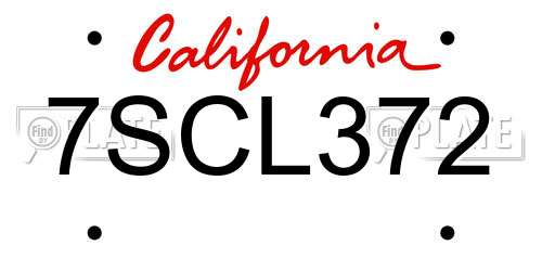 7SCL372 California License Plate
