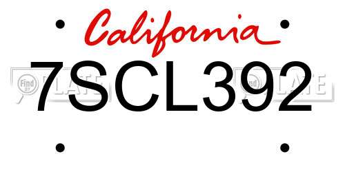 7SCL392 California License Plate