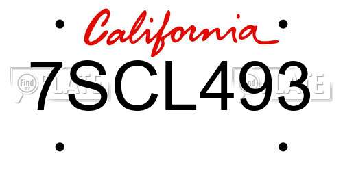 7SCL493 California License Plate