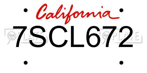 7SCL672 California License Plate