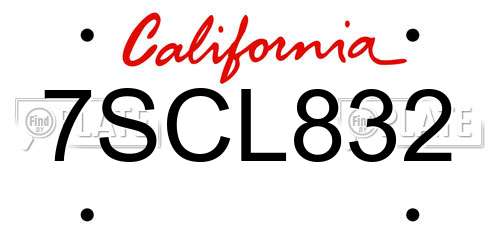 7SCL832 California License Plate