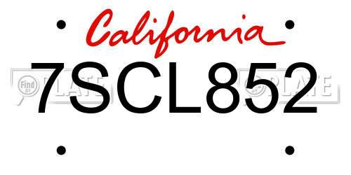 7SCL852 California License Plate