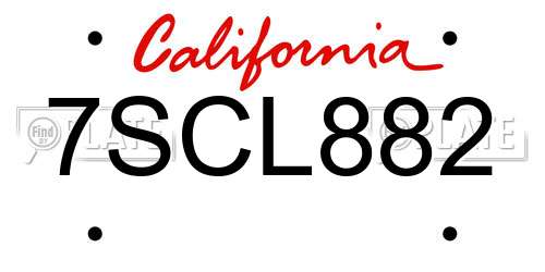 7SCL882 California License Plate