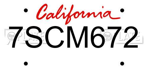 7SCM672 California License Plate