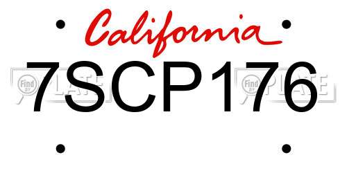 7SCP176 California License Plate