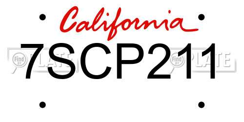 7SCP211 California License Plate
