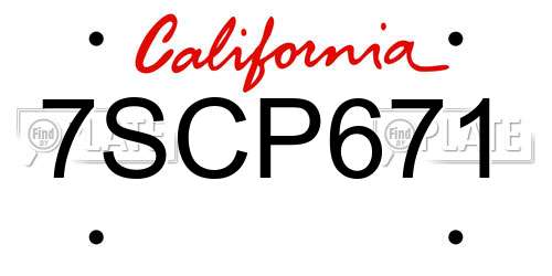 7SCP671 California License Plate