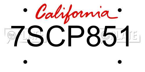 7SCP851 California License Plate