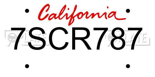 7SCR787 California License Plate