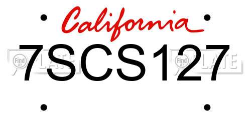 7SCS127 California License Plate