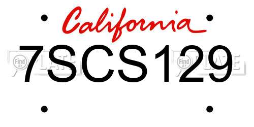 7SCS129 California License Plate