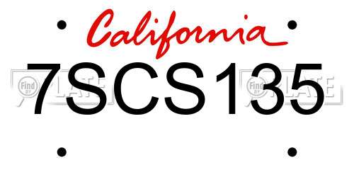 7SCS135 California License Plate