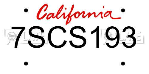 7SCS193 California License Plate