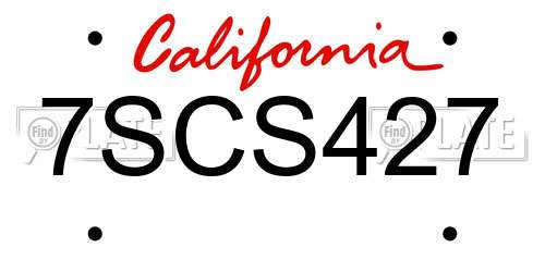 7SCS427 California License Plate