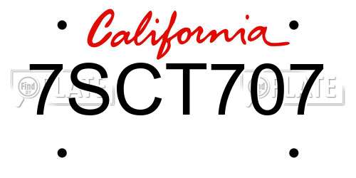 7SCT707 California License Plate