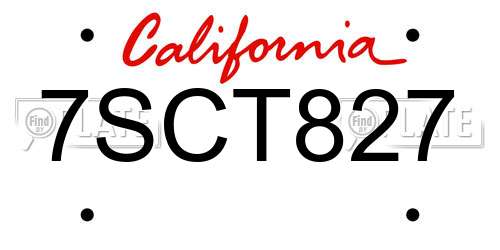 7SCT827 California License Plate