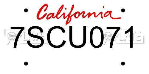 7SCU071 California License Plate