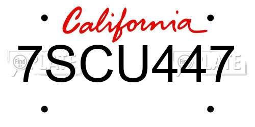 7SCU447 California License Plate
