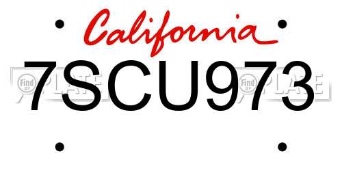 7SCU973 California License Plate