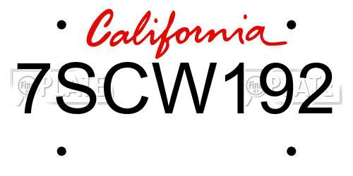 7SCW192 California License Plate