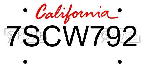 7SCW792 California License Plate
