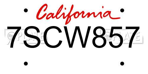 7SCW857 California License Plate