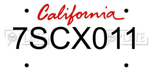 7SCX011 California License Plate