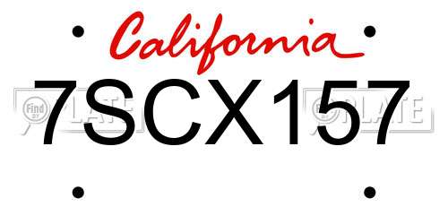 7SCX157 California License Plate